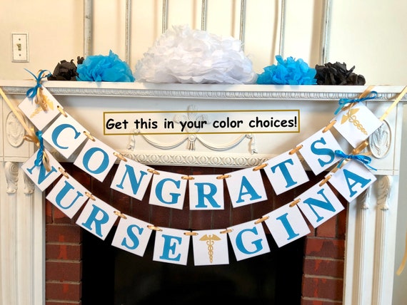 Nurse Graduation Decor - Medical Graduation Banner - Congrats Name Banner - RN Graduation - Male or Female Nurse/Medical Graduation Il_570xn