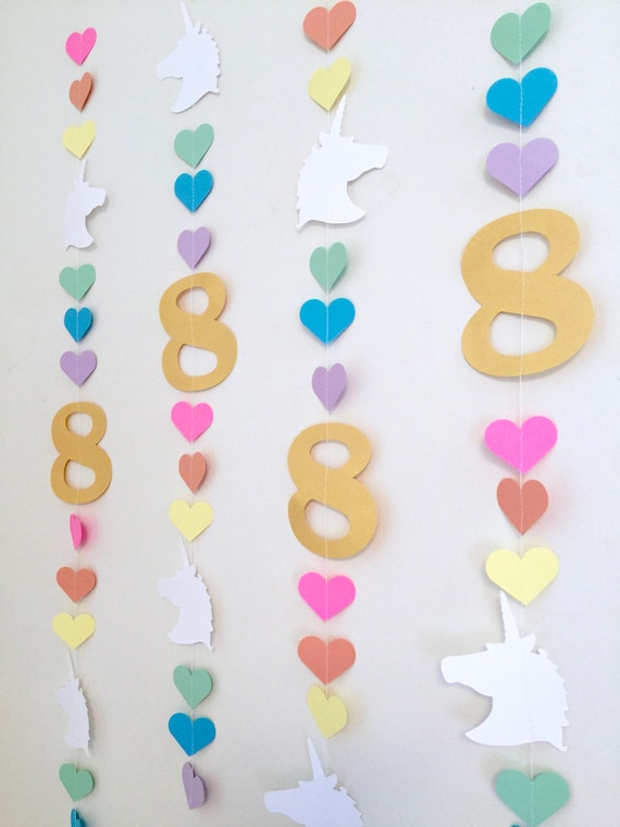 Unicorn Birthday Garland - Magical Unicorn Decoration Backdrop - Rainbow Unicorn Birthday Party - your color choices Il_570xn