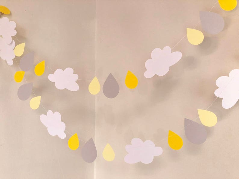 Baby Sprinkle Decorations Yellow Raindrop Garland Garland Etsy UK