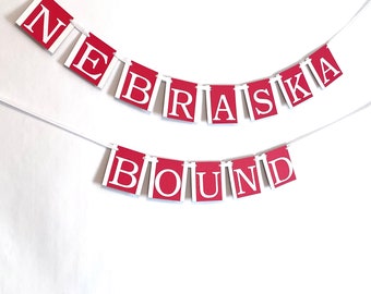 College Bound Banner - Red and White Graduation Decor - Custom University Sign - Grad Party Garland - High School Graduate- Custom Banners