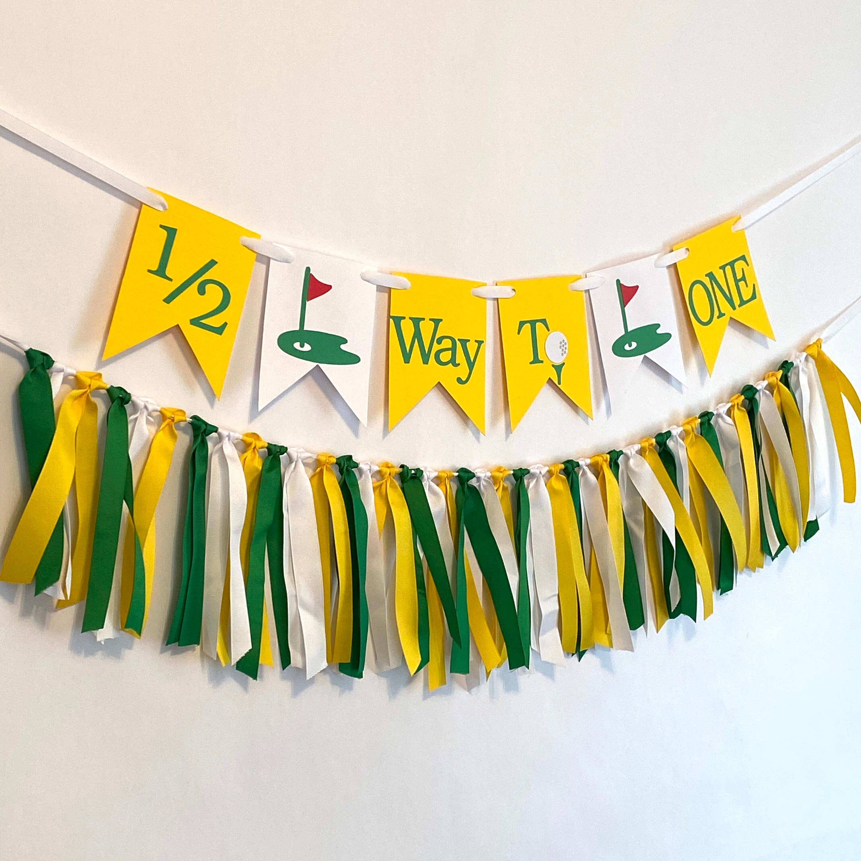 Wild Green 1/2 Birthday Boy, High Chair Banner Half Way To One Baby Boy