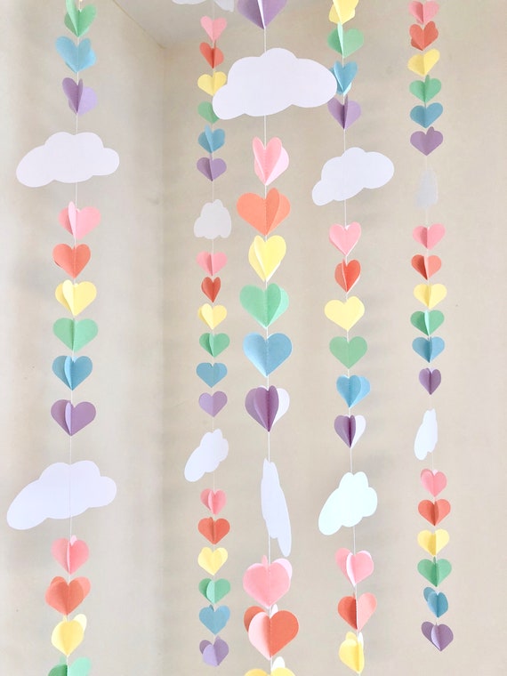 Baby SPRINKLE Decor/ SPRINKLE Party / 3D Clouds and Raindrop Rainbow  Garland / Baby Shower Decorations / DIY Nursery Mobile 