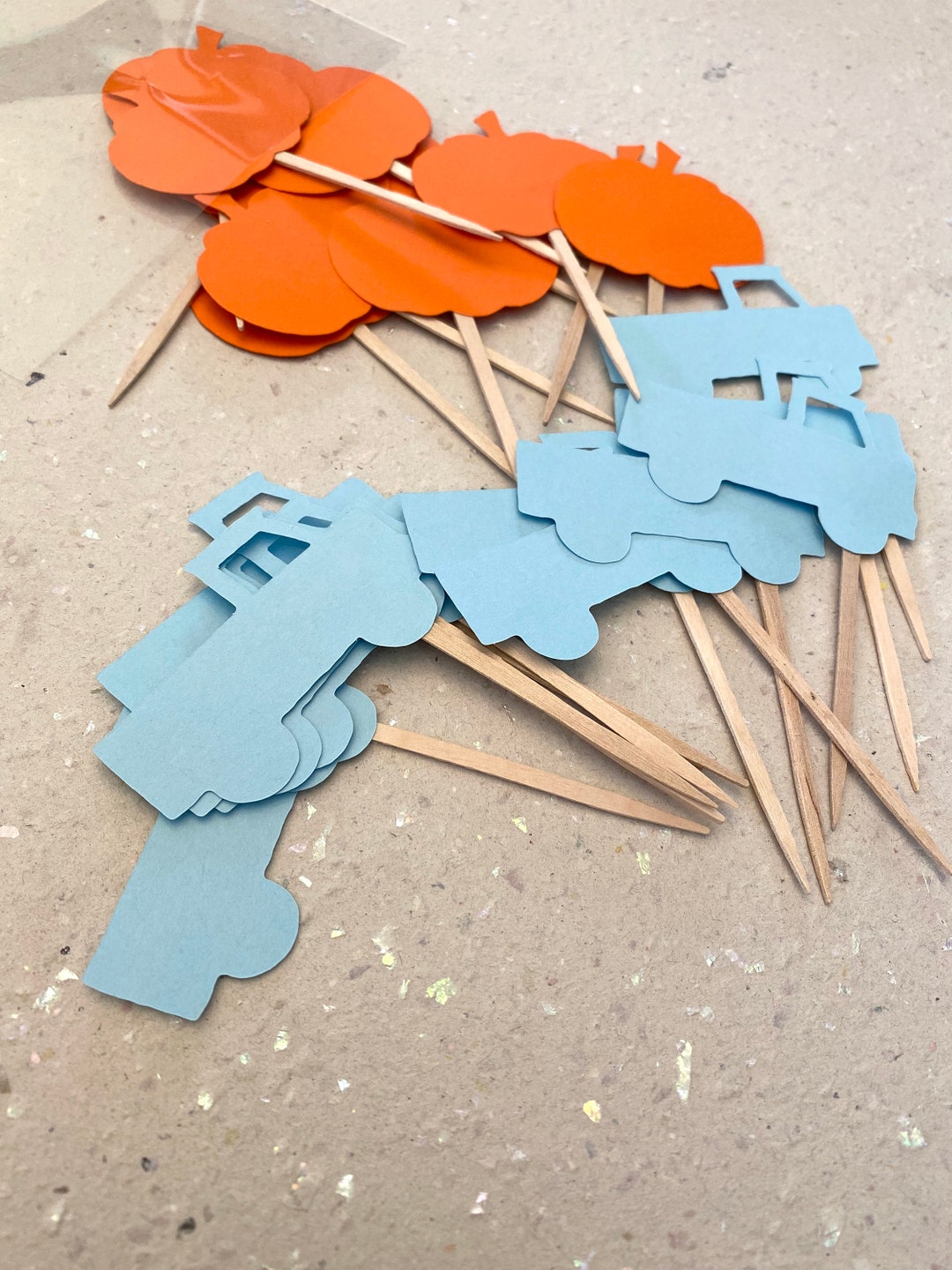 Blue Truck First Birthday Decorations - Little Pumpkin Food Toppers ...