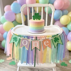 Pastel Rainbow St Patricks Day ONE Banner: 1st Birthday Decor