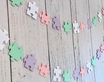 Happy Gotcha Day Decor- Puzzle Piece Garland - Missing Piece Adoption Banner - Autism Awareness - Puzzle Piece Banner - Birthday Decorations