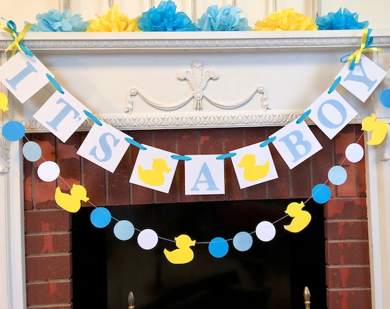 Its A Boy Banner Rubber Duck Baby Shower Decorations Duck Etsy