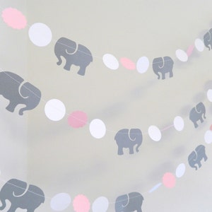 Pink and Gray Elephant baby shower Decorations - Gray Elephant Nursery Decoration - Pink and Gray Baby Shower Garland / Custom colors