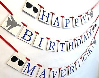 Military Jet 1st Birthday Decorations- Custom Happy Birthday Banner- Personalized 2nd birthday - Fighter Jet Room Decoration - Two fly Royal