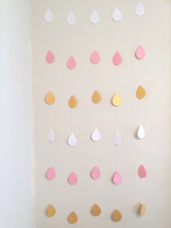 Baby Sprinkle Decorations, Raindrop Garland, Raindrop Nursery Decorations,  Gold Sprinkle Shower Baby Shower Decor, Paper Raindrop Curtain 