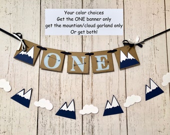 Explorer 1st birthday Decorations Boy - Adventure Awaits High Chair Banner - Mountain Garland - I am One Banner- ONEderful Adventure Banner