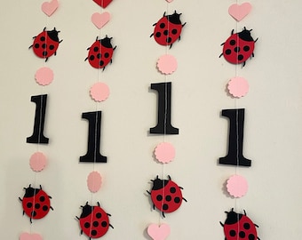 Pink Lady bug 1st Birthday decorations- 1st birthday garland Love Bug decor- ladybug birthday Backdrop- Little Lady 1st 2nd 3rd birthday