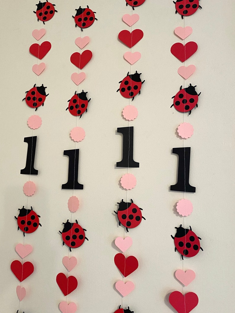 Pink Lady bug 1st Birthday decorations 1st birthday garland Love Bug decor ladybug birthday Backdrop Little Lady 1st 2nd 3rd birthday image 1