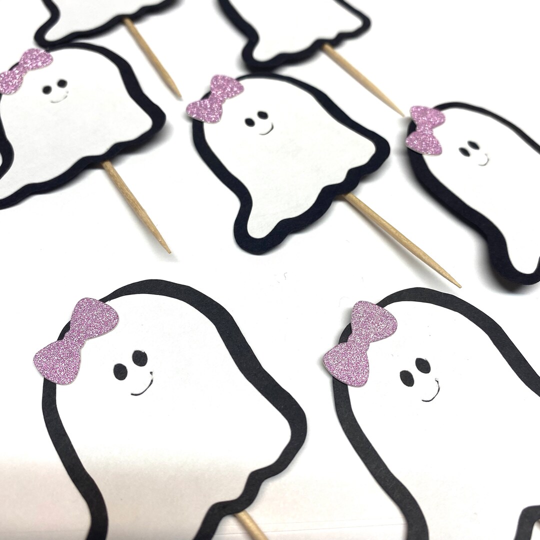 Spooky ONE Cupcake Toppers, Pink Halloween Themed Cake Toppers, Two