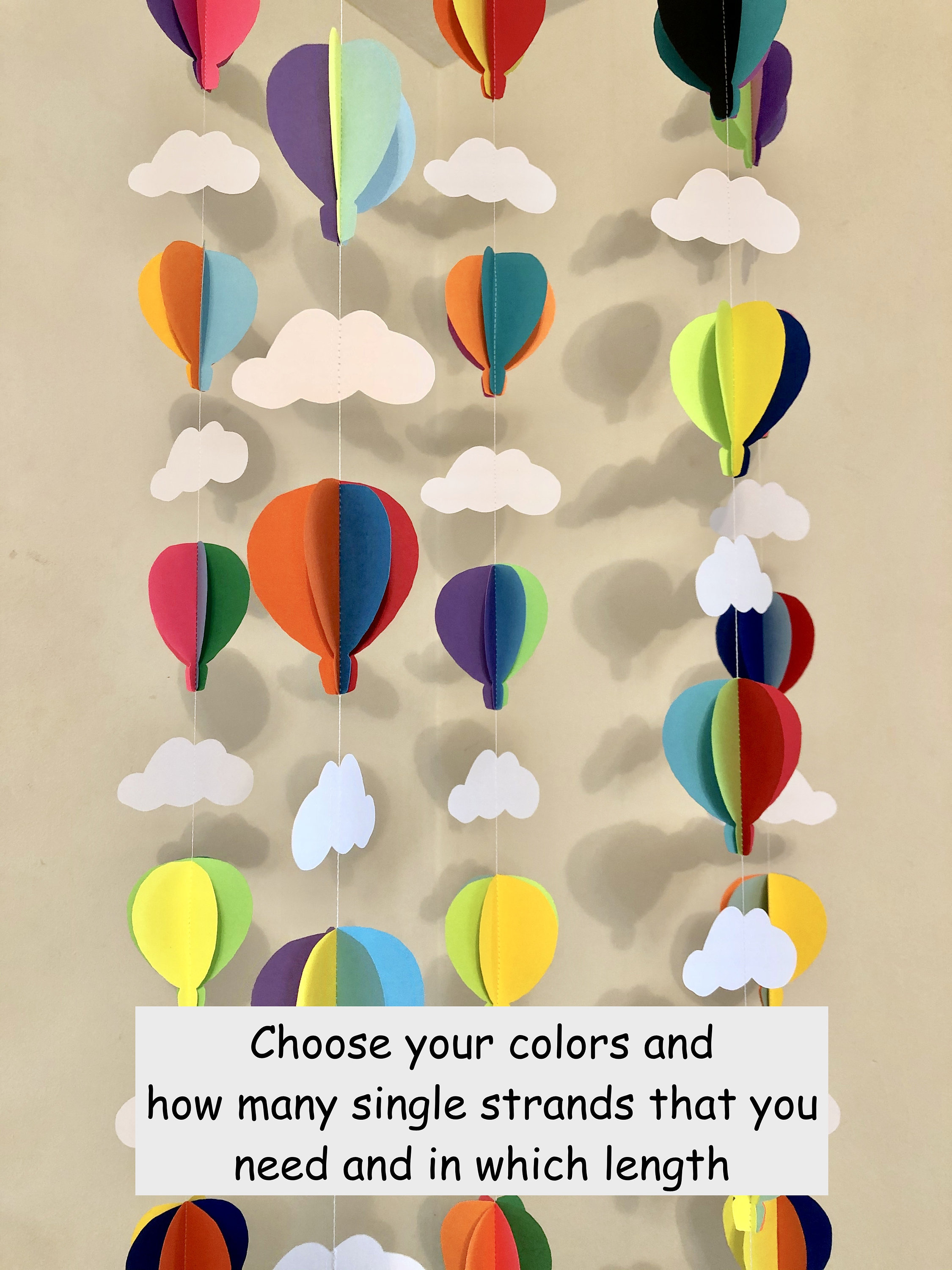 4-Pack Hot Air Balloon Garland Banner – Watercolor Style, 24 Designs | Party Decor | Wedding, Baby Shower, Adventure Theme - View #5