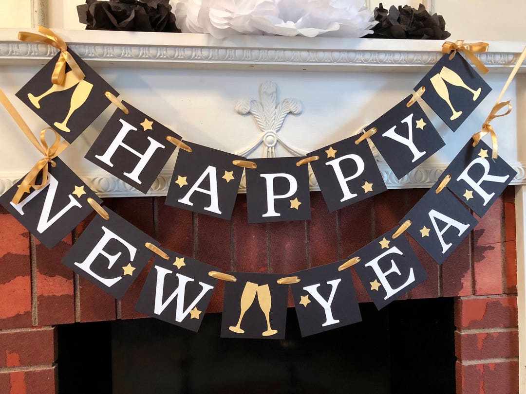 Happy NEW Year Banner- New Years Eve Party Decorations- New Years ...