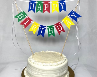 Happy Birthday Cake Topper - Colorful Birthday Cake Topper - Cake Banner for Kids Birthday - 1st Birthday Cake Decoration - 2nd, 3rd, 4th