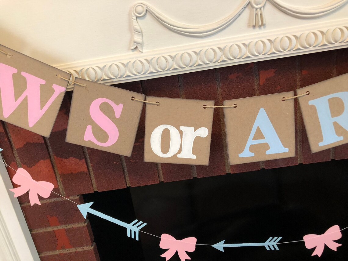 Bows or Arrows Banner Gender Reveal Baby Shower Decorations / Etsy