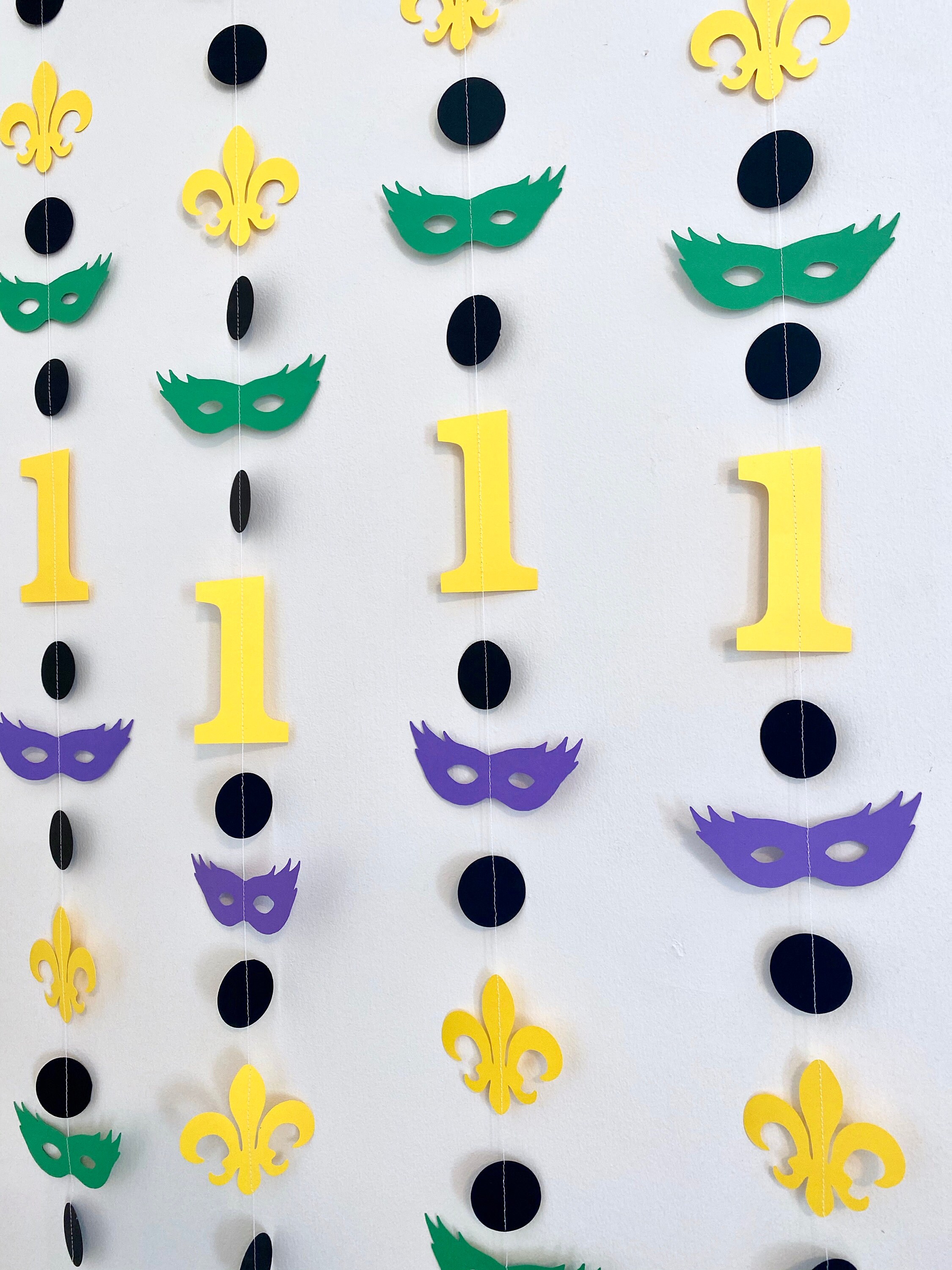 Mardi Gras Birthday Banner Decorations Supplies, Mardi Gras Theme Party  Decorations, New Orleans Garland for Boys Girls 1st Birthday Party  Decorations, Masquerade Party Supplies 