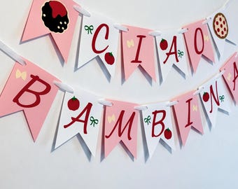 Ciao Bambino Baby Shower Banner: Pink & Red Italian Theme