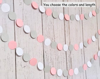 Pink and Gray Baby shower decor - Blue and Gray circle Garland - Its a Girl Backdrop - First Birthday Decorations - Onederland Party Banner