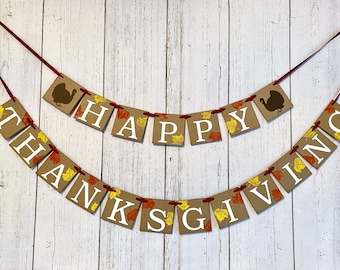 Happy Thanksgiving Banner: Hand Stamped Fall Garland