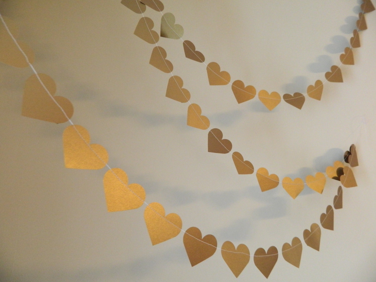 Gold Wedding Heart garland 10ft Metallic Gold Heart Banner | Etsy