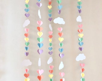 Baby SPRINKLE Decor/ Gender Neutral Shower / Pastel 3D Clouds and Rain drop Garland / Baby Shower Decorations / DIY Nursery Mobile