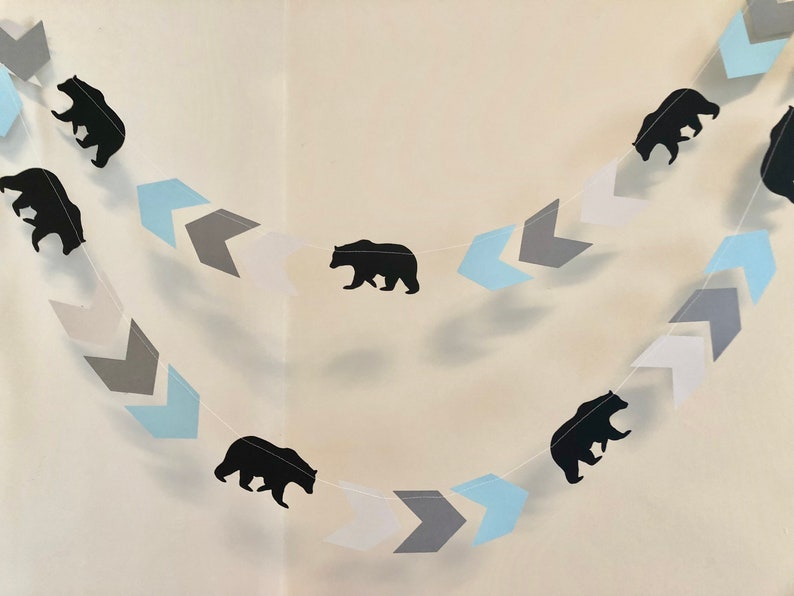 Baby Bear Baby Shower Decorations Explorer First Birthday bear Monochrome Tribal Baby Shower Garland Adventure Awaits Baby Shower image 4