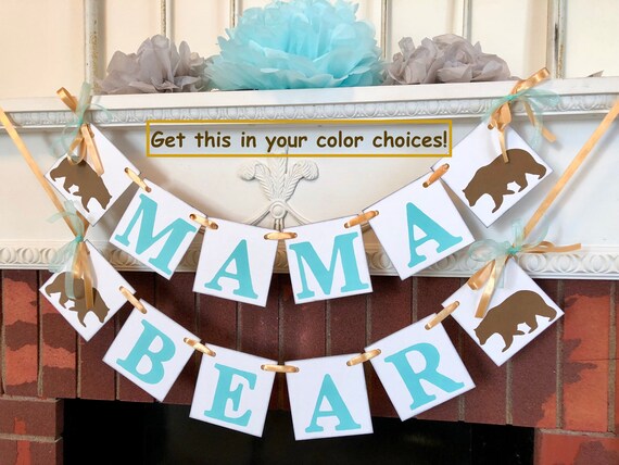 Mama Bear Baby Shower Decorations Teal Mama Bear Chair Banner