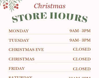 Panneau indiquant les heures d'ouverture de Noël/Fêtes - Lot de 3