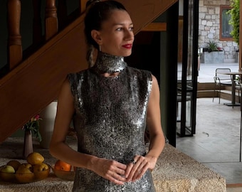 grey sequin mini dress