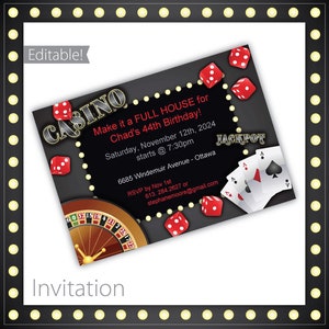 Casino Invitations - Casino Night . Casino Birthday Invitation, Casino Event Invitation, Casino Invite, Printable Casino Invitation
