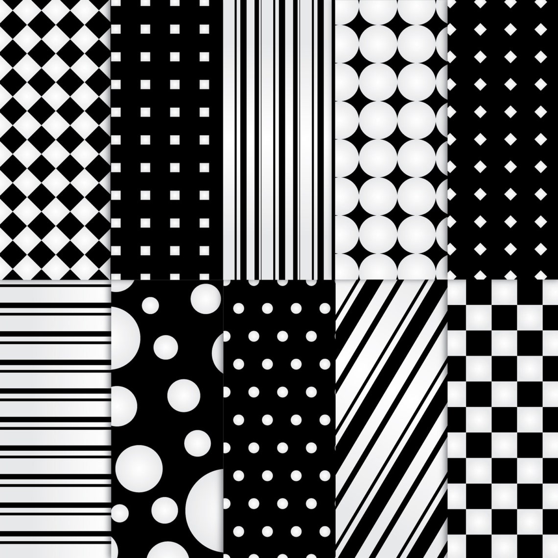 Black and White Scrapbook Paper Printable Black and White - Etsy