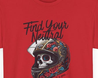 Sugar Skull Helmet Motorcycle T-Shirt | Biker Tee | Find Your Neutral | Motorcycle Lovers Gift