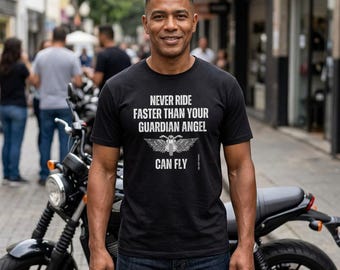 Guardian Angel Motorcycle T-Shirt | Angel Biker Tee | Rider Shirt | Gift for Motorcycle Lover | Graphic Riding Tee