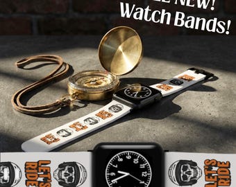 Pasek do zegarka Apple Watch z czaszką i wzorem Let's Ride | Pasek do zegarka motocyklowego | Prezent dla miłośników motocykli