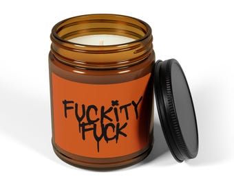 Świeca sojowa Fuckity Fuck 9 oz. | Świeca sojowa w bursztynowym słoiku | Zapach cynamonu i wanilii
