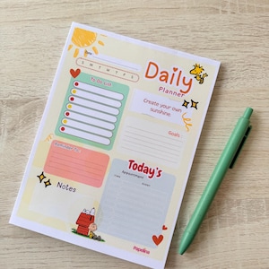 Snoopy Daily Planner Notepad | Handmade Desk Organizer (30 Pages)