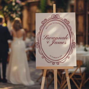 Vintage Romance Wedding Welcome Sign: Elegant Script Sign Template (Digital Download)