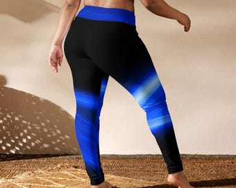Laser Blue & Black Yoga Leggings
