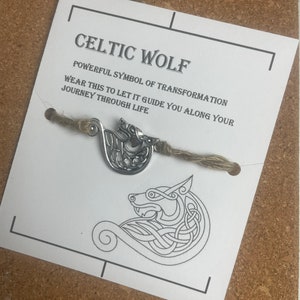 Celtic wolf slider bracelet, linen charm bracelet,charm bracelet, zero waste.