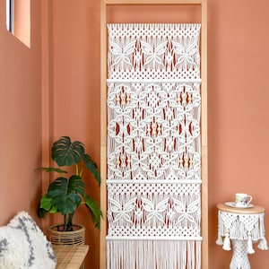 Handmade Macrame Room Dividers, Privacy Screen with Butterfly Pattern