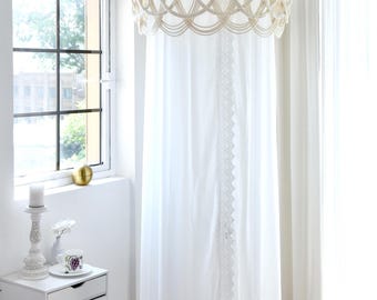 天蓋付きベッドカーテン、タッセル付きマクラメ天蓋テント、蚊帳