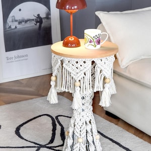 End Table,Macrame Round Side Table,Bedroom Furniture