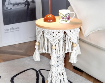 End Table,Macrame Side Table,Bedroom Furniture