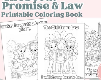 Libro para colorear sobre la Promesa y la Ley de las Girl Scouts / Material imprimible de las Girl Scouts Daisy / Actividad sobre los valores de las Girl Scouts / Educación en valores