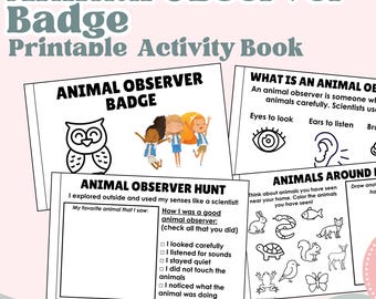 Cuaderno de trabajo para la insignia de observador de animales, imprimible para las Girl Scouts Daisy, material didáctico, actividades para scouts, recurso para la tropa.