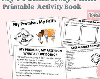 Pin "Mi promesa, mi fe" / Actividad familiar de las Girl Scouts Daisy / Pin imprimible de fe inclusiva / PDF imprimible de "Promesa y ley en casa"