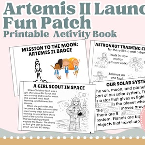 Artemis II Launch Activity Workbook, Daisy and Brownie Troop Printable, Scout Patch, Girl Scouts