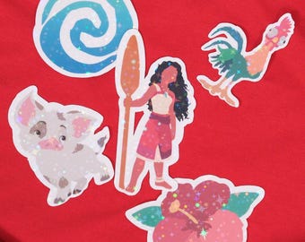 Moana Inspired Stickers Holographic Water Resistant
